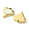 Ion Plating(IP) 304 Stainless Steel Pave Shell Heart Charms FIND-Z028-23G-2