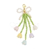 Bowknot & Flower Glass Seed Pendant Decoration HJEW-TA00311-02-1