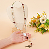 Natural Flower Amazonite & Glass Rosary Bead Necklace NJEW-PH01485-3