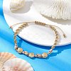 Adjustable Acrylic Shell Shape Braided Bead Bracelet BJEW-JB10145-2