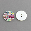 Flat Round 2-Hole Printing Sewing Freshwater Shell Buttons X-SHEL-S241-18-1