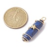 3Pcs 3 Styles Natural Lapis Lazuli Copper Wire Wrapped Pointed Pendants PALLOY-JF02460-03-3