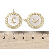 Brass Micro Pave Clear Cubic Zirconia with Shell Pendants KK-G491-40G-3
