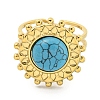 Ion Plating(IP) 304 Stainless Steel Synthetic Turquoise Cuff Rings G-Z056-08G-02-2