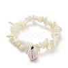 White Shell Chip Beads Charm Stretch Bracelets BJEW-JB03979-1