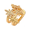 Rack Plating Star Brass Micro Pave Clear Cubic Zirconia Cuff Earrings for Women EJEW-C125-30G-4