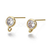 Brass Micro Clear Cubic Zirconia Stud Earring Findings KK-R132-063-NF-1