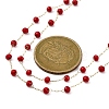 Ion Plating(IP) 304 Stainless Steel & Faceted Red Galss Link Chain Double Layer Necklaces for Women NJEW-K255-32G-5