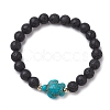 Round Natural Lava Rock Beaded Stretch Bracelets BJEW-JB10269-01-1