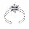 Non-Tarnish 304 Stainless Steel Open Cuff Finger Ring Cabochon Settings STAS-T060-10P-2