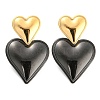 304 Stainless Steel Double Heart Dangle Stud Earrings for Women EJEW-D076-01F-EB-1
