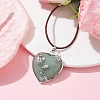 Natural Green Aventurine Heart Pendant Necklace with Cowhide Leather Cords NJEW-JN04598-03-2