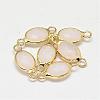 Oval Faceted Golden Brass Glass Links connectors GLAA-O014-G-2