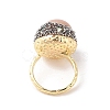 Round Natural Abalone Shell & Freshwater Pearls Finger Ring RJEW-C090-03G-3