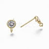 Brass Micro Clear Cubic Zirconia Stud Earring Findings KK-R132-063-NF-3