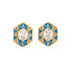 Brass Micro Pave Clear Cubic Zirconia Stud Earrings EJEW-S210-016A-NR-1
