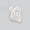 925 Sterling Silver Cage Pendant Necklaces NJEW-S415-07-2