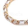 Brass Pave Clear Cubic Zirconia Rectangle & Flat Round Slider Bracelets BJEW-YWC0002-01G-2