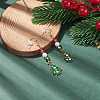 Enamel Christmas Tree with Glass Pearl Dangle Earrings EJEW-JE04961-04-2