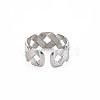 304 Stainless Steel Hollow Open Cuff Ring for Women RJEW-S405-238P-2