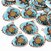 Electroplate Printed Natural Scallop Shell Pendants SSHEL-R047-04-A01-1