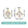 Unicraftale 16Pcs 4 Style 304 Stainless Steel Rhinestone Charms STAS-UN0055-94-2