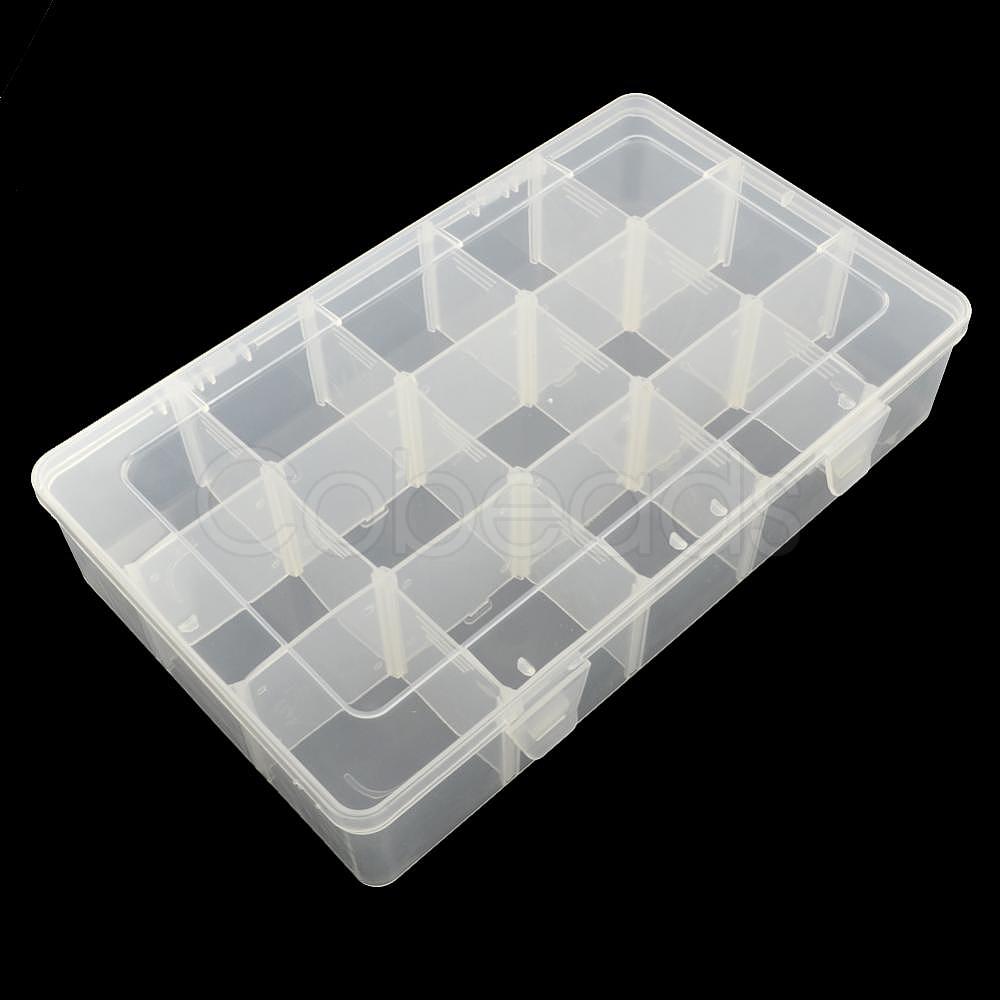 Rectangle Plastic Bead Storage Containers, 15 Compartments, White, 16 ...