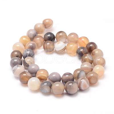 Natural Striped Agate/Banded Agate Bead Strands X-G-K155-A-10mm-13-1