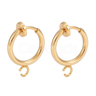 Brass Clip-on Hoop Earring Findings KK-P102-01G-1