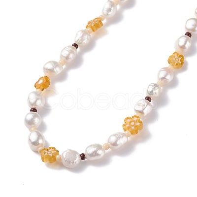 Natural Pearl Beaded Necklace NJEW-TA00018-01-1