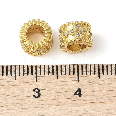 Rack Plating Brass Micro Pave Cubic Zirconia European Beads KK-E113-03G-1