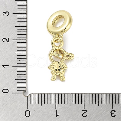 Rack Plating Brass Pave Cubic Zirconia European Dangle Charms KK-R163-08A-G-1