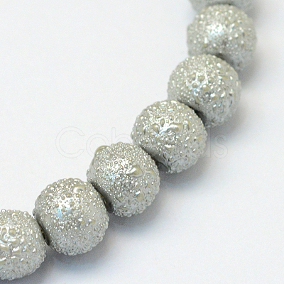 Baking Painted Textured Glass Pearl Round Bead Strands HY-Q002-8mm-06-1