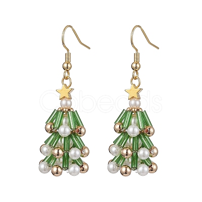 Glass Dangle Earrings EJEW-TA00441-1