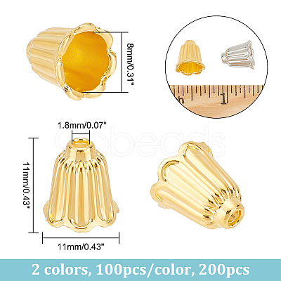 Nbeads 200Pcs 2 Colors Alloy Bead Caps FIND-NB0004-73-1