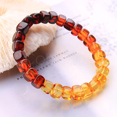 Cube Natural Amber Stretch Bracelets for Women FIND-PW0021-01A-1