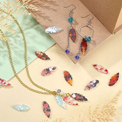 PandaHall Elite 30Pcs 5 Colors Cellulose Acetate(Resin) Pendants KY-PH0001-35-1