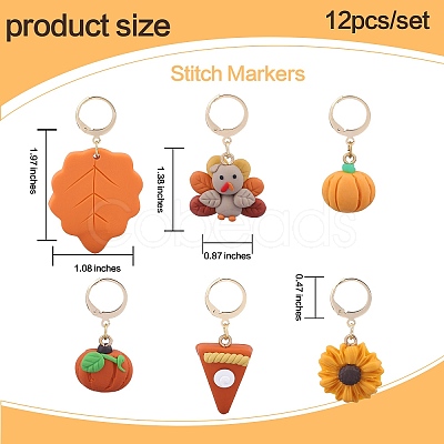 Thanksgiving Day Theme Handmade Polymer Clay Pendant Locking Stitch Markers HJEW-SW00030-1