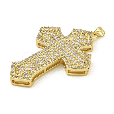 Rack Plating Brass Pave Cubic Zirconia Pendants KK-U029-02G-04-1