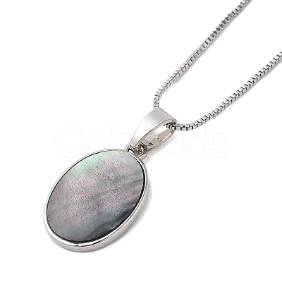 Rack Plating Natural Paua Shell Pendants Necklace NJEW-B104-01H-02P-1