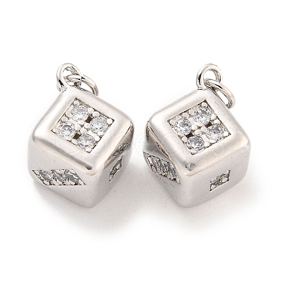 Brass Micro Pave Clear Cubic Zirconia Pendants KK-Q814-25P-1