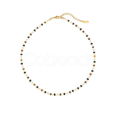 Natural Tiger Eye Beaded Necklace PM6114-1-1