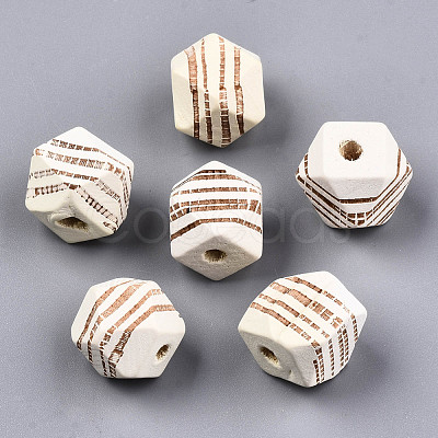 Painted Natural Wood Beads WOOD-T021-52B-12-1