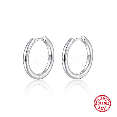 Anti-Tarnish Rhodium Plated Platinum 925 Sterling Silver Hoop Earrings DU0168-4-1