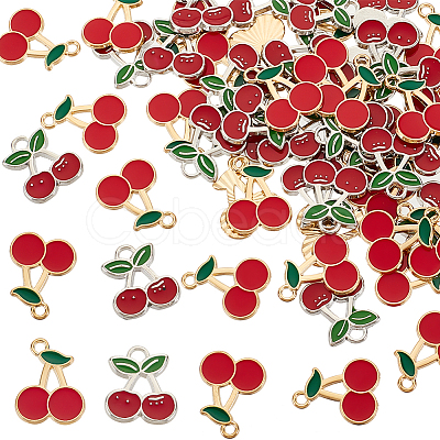 HOBBIESAY 60Pcs 2 Styles Alloy Enamel Pendants ENAM-HY0001-28-1