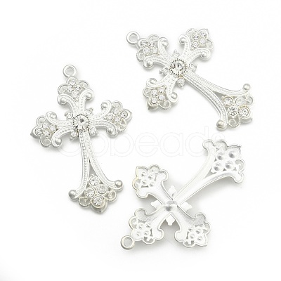 Alloy Rhinestone Cross Big Pendants ALRI-1475-S-RS-1