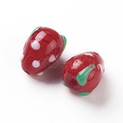 Strawberry Handmade Lampwork Beads LAMP-F006-03-1