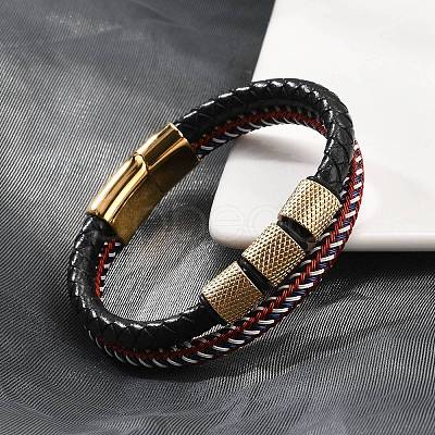 Braided Leather Multi-strand Bracelets BJEW-Z081-15G-1