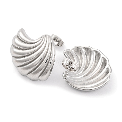 Non-Tarnish Shell Shapes 304 Stainless Steel Earring for Women EJEW-H013-07P-1