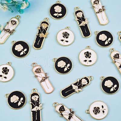 40Pcs 4 Style Alloy Enamel Pendants JX132A-1